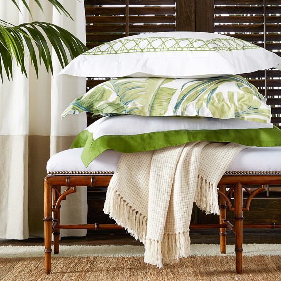 Chambers Italian Washed Linen Border Bedding Williams Sonoma