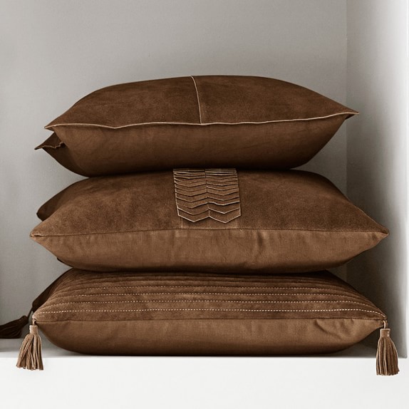 Suede Four Panel Pillow Cover, Saddle Williams Sonoma
