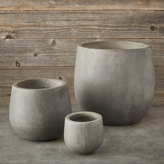 Round Concrete Planter Set Williams Sonoma