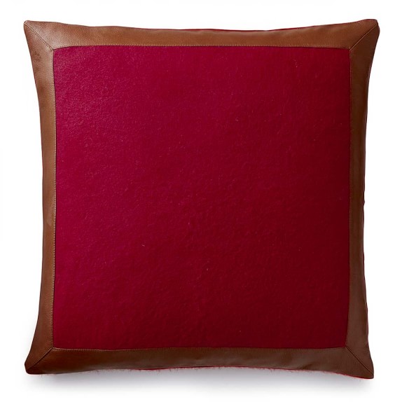 Cashmere and Leather Pillow Cover, Red Williams Sonoma