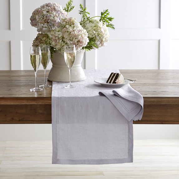 Linen Double Hemstitch Table Runner Williams Sonoma Linen Double Hemstitch Table Runner Charcoal Scroll To Next Item