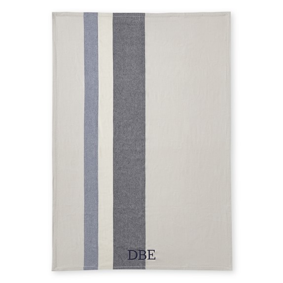 Double Stripe Lambswool Throw, Light Gray/Blue Multi Williams Sonoma