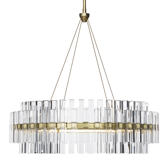 Phoebe 30 Round Crystal Chandelier Antique Brass Williams Sonoma
