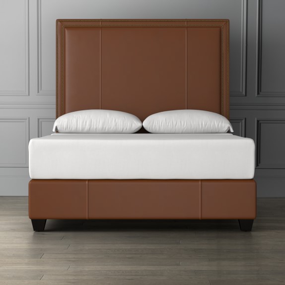 Gramercy Tall Leather Bed & Headboard Williams Sonoma
