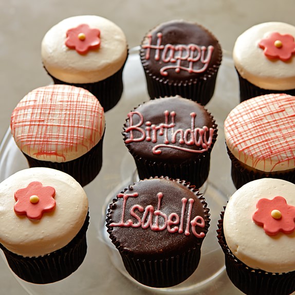 Personalized Birthday Cupcakes for Her, Set of 9 Williams Sonoma