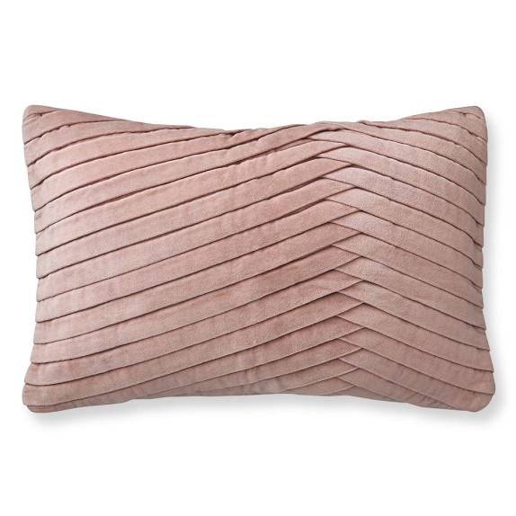 Pleated Velvet Lumbar Pillow Cover, Blush Williams Sonoma