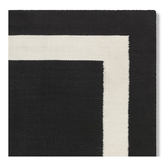Solid Border Indoor Outdoor Rug Black Williams Sonoma Roll Over Image To Zoom