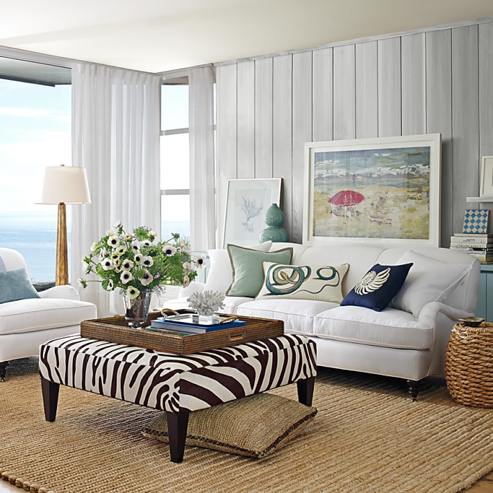 Fairfax Ottoman Zebra Hair On Hide Williams Sonoma
