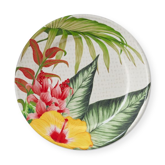Hawaii Palm Outdoor Melamine Dinner Plates, Hibiscus Williams Sonoma