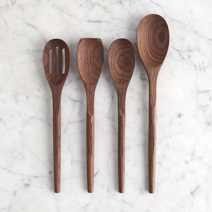Williams Sonoma Walnut Wood Spoons Set Of 4