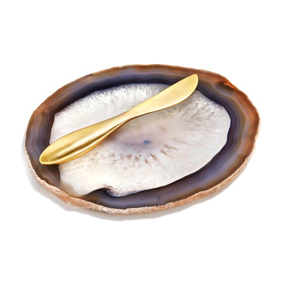 Ita Cheese Plate & Spreader, Sand/Gold