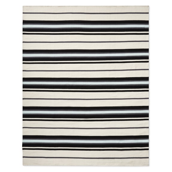 Strata Stripe Indoor/Outdoor Rug, Black Williams Sonoma