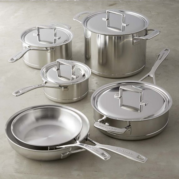 Kitchenaid 7 Ply Stainless Steel With Copper Core 10 Piece Cookware Kitchenaid 7 Ply Stainless Steel With Copper Core 10 Piece Cookware Set