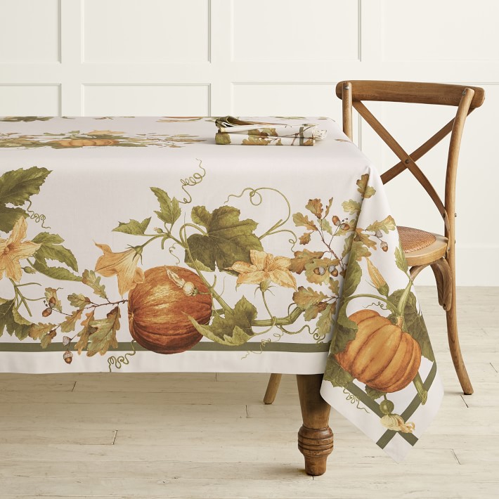 Botanical Pumpkin Orange Tablecloth, 70