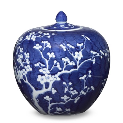Blue & White Ginger Jar, Lidded Melon