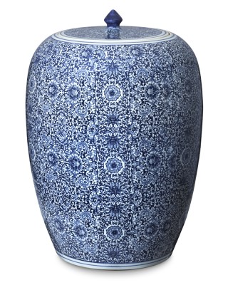Blue & White Floral Ginger Jar, Tall