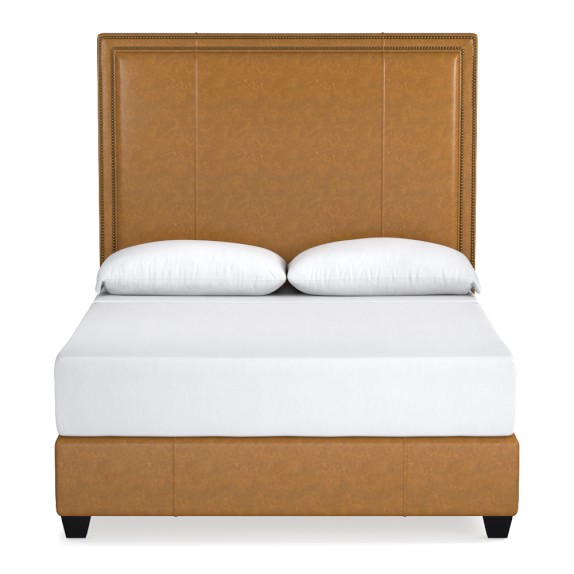 Gramercy Tall Leather Bed & Headboard Williams Sonoma