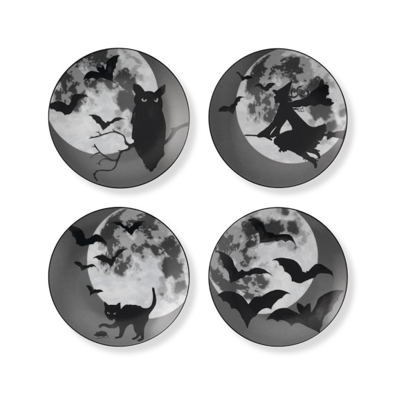 halloween moon plates set of 4