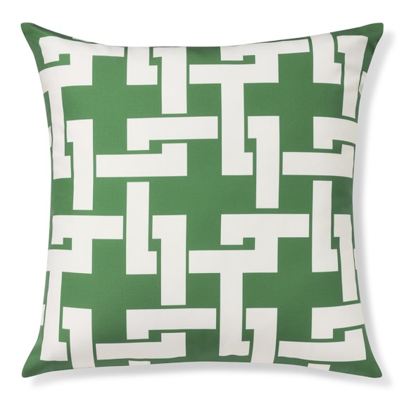 Outdoor Geo Printed Pillow, Emerald Williams Sonoma