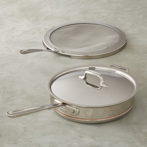 AllClad Copper Core Deep Sauté Pan with Splatter Screen, 4Qt. Williams Sonoma