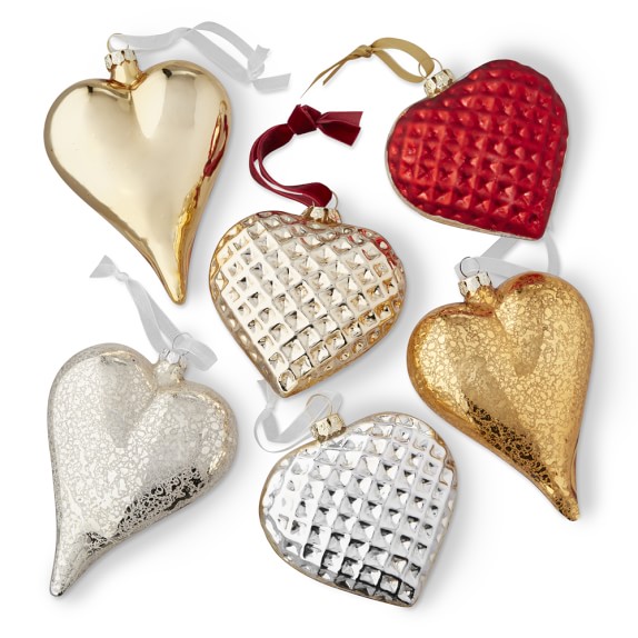 aerin heart ornaments set of 6 williams sonoma