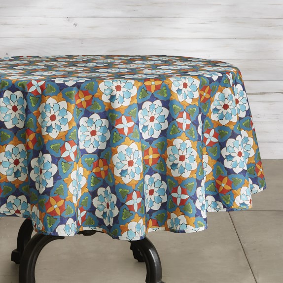 Tile Print Oilcloth Outdoor Tablecloth Williams Sonoma Tile Oilcloth Outdoor Round Tablecloth