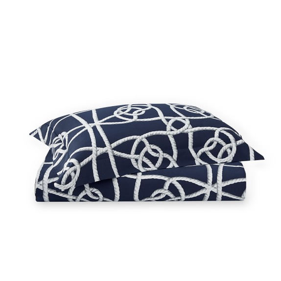 Nautical Ropes Printed Bedding, Navy Williams Sonoma