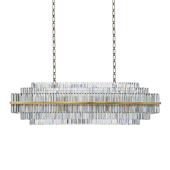 All Lighting Williams Sonoma Vienna 52 Linear Crystal Chandelier Antique Brass