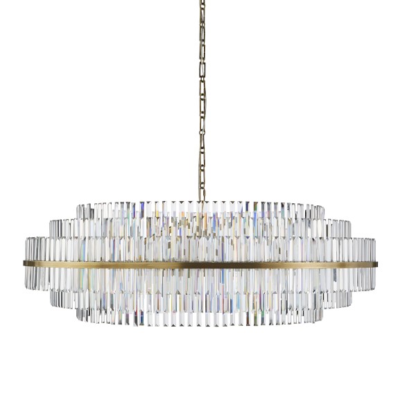 All Lighting Williams Sonoma Vienna 48 Round Crystal Chandelier Antique Brass