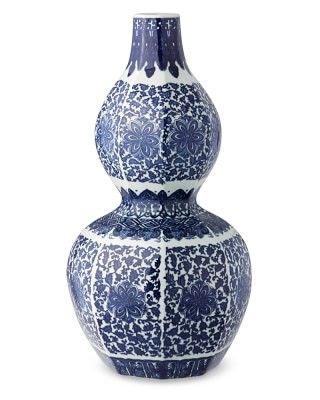 Stacked Gourd Vase, Blue/White