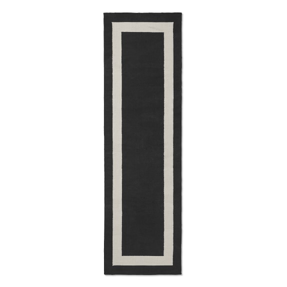 Solid Border Indoor Outdoor Rug Black Williams Sonoma Solid Border Indoor Outdoor Rug 3x10 Black