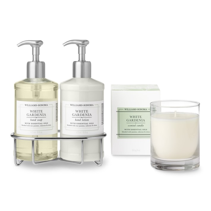 Williams Sonoma White Gardenia Hand Soap Lotion Deluxe 6 Piece Williams Sonoma White Gardenia Hand Soap Lotion Deluxe 6 Piece Set