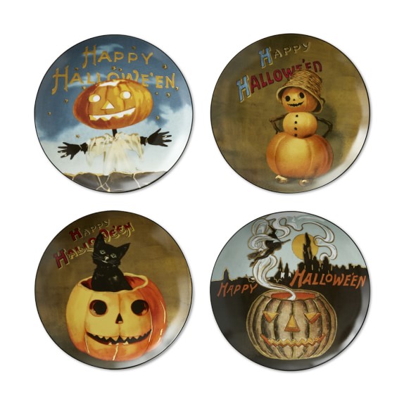 vintage halloween mixed salad plates set of 4