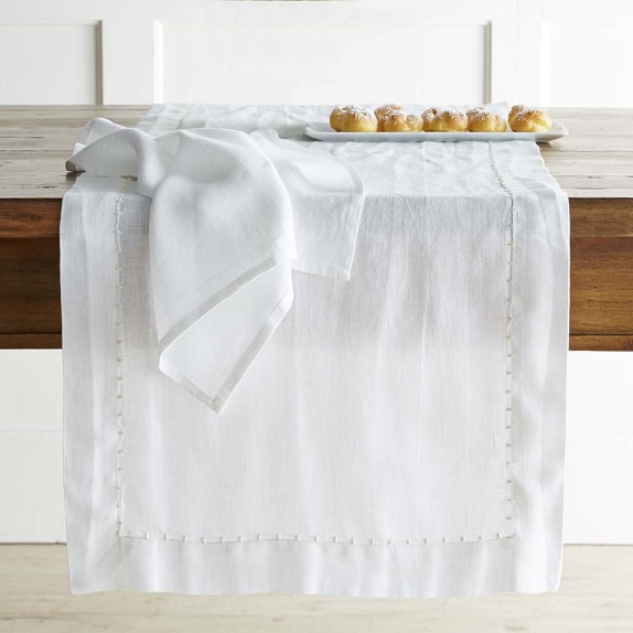 Italian Washed Linen Table Runner Williams Sonoma Washed Linen Table Runner White