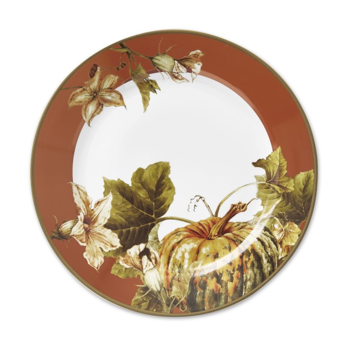 Botanical Pumpkin Rim Dinner Plates