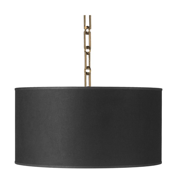 Custom Linen Drum Pendant Black Williams Sonoma Custom Fabric Drum Shade And Base Medium Linen Black Antique Brass
