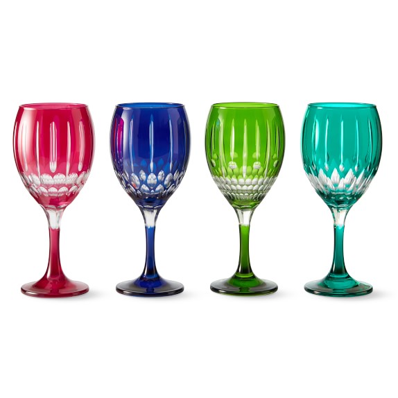 Wilshire Jewel Cut Wine Glasses Mixed, Set of 4 Williams Sonoma