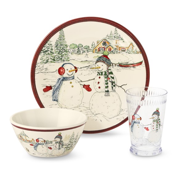 Kids Snowman Melamine Dinnerware Set Williams Sonoma