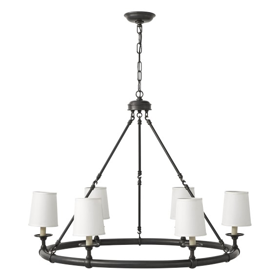 Devon 6 Light Chandelier Oiled Bronze Williams Sonoma Devon 6 Light Chandelier With Shades Oiled Bronze