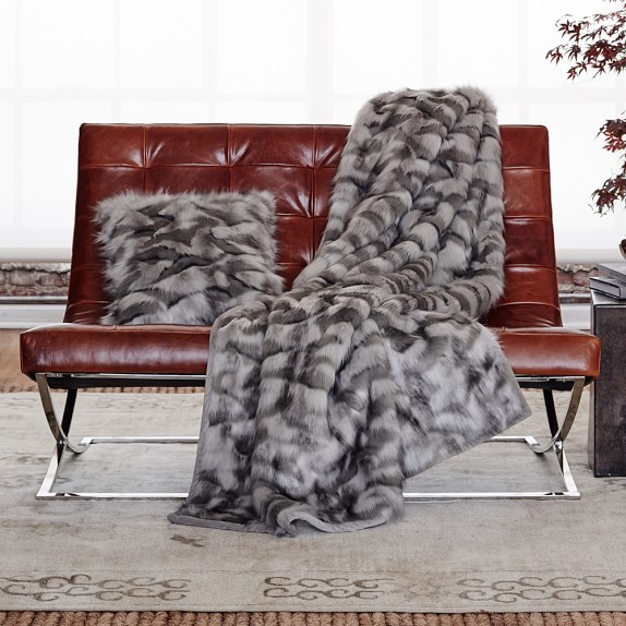 Faux Fur Throws Williams Sonoma Faux Fur Throw Grey Fox