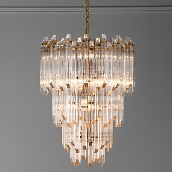 Adele Waterfall Chandelier, Antique Brass Williams Sonoma