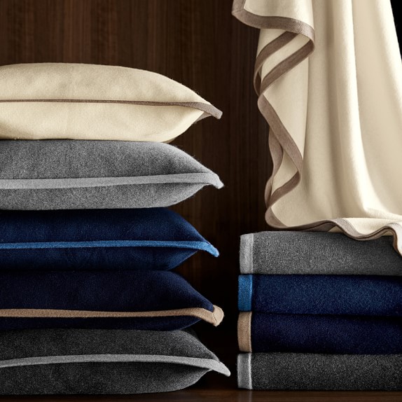 Cashmere Pillow Cover with Contrast Edge, Caviar/Taupe Williams Sonoma