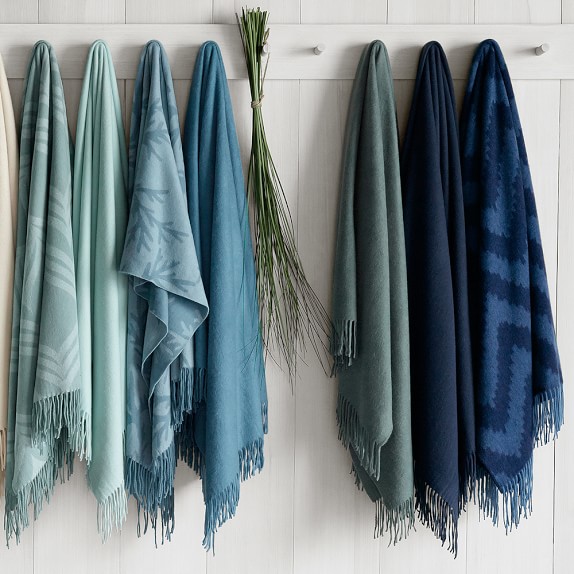chevron cashmere throw blue