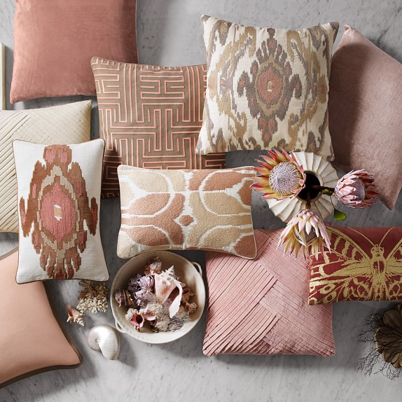 Pleated Velvet Pillow Cover, Blush Williams Sonoma