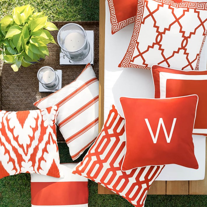 Outdoor Printed Gate With Greek Key Border Pillow Melon Williams Outdoor Printed Gate With Greek Key Border Pillow Melon Williams Sonoma