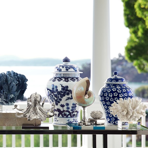 Blue White Ginger Jar With Lid 12 Urn Williams Sonoma Roll Over Image To Zoom