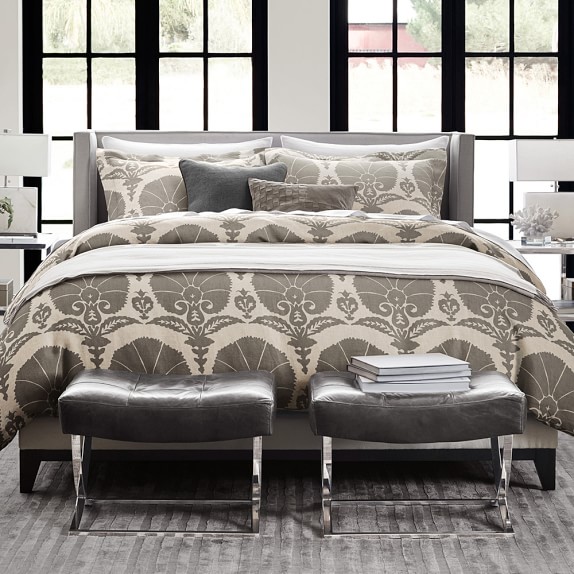 Printed Ottoman Floral Linen Bedding, Natural Williams Sonoma