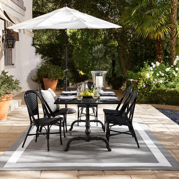 la coupole indoor/outdoor dining table, rectangular black granite