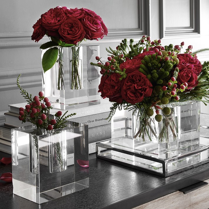 crystal block vase square
