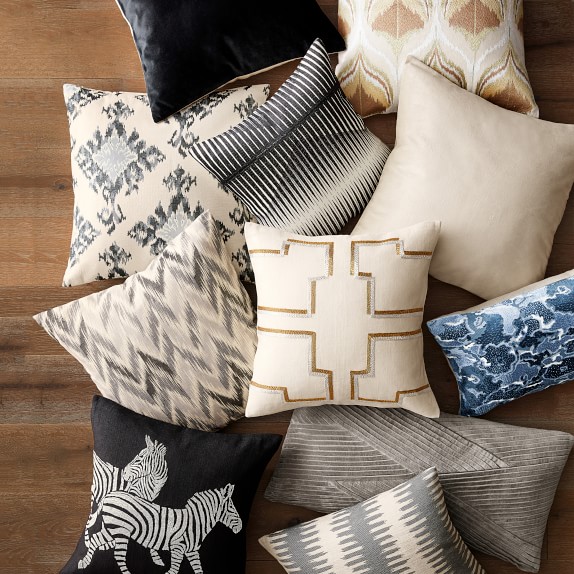 Pleated Velvet Pillow Cover, Steeple Grey Williams Sonoma